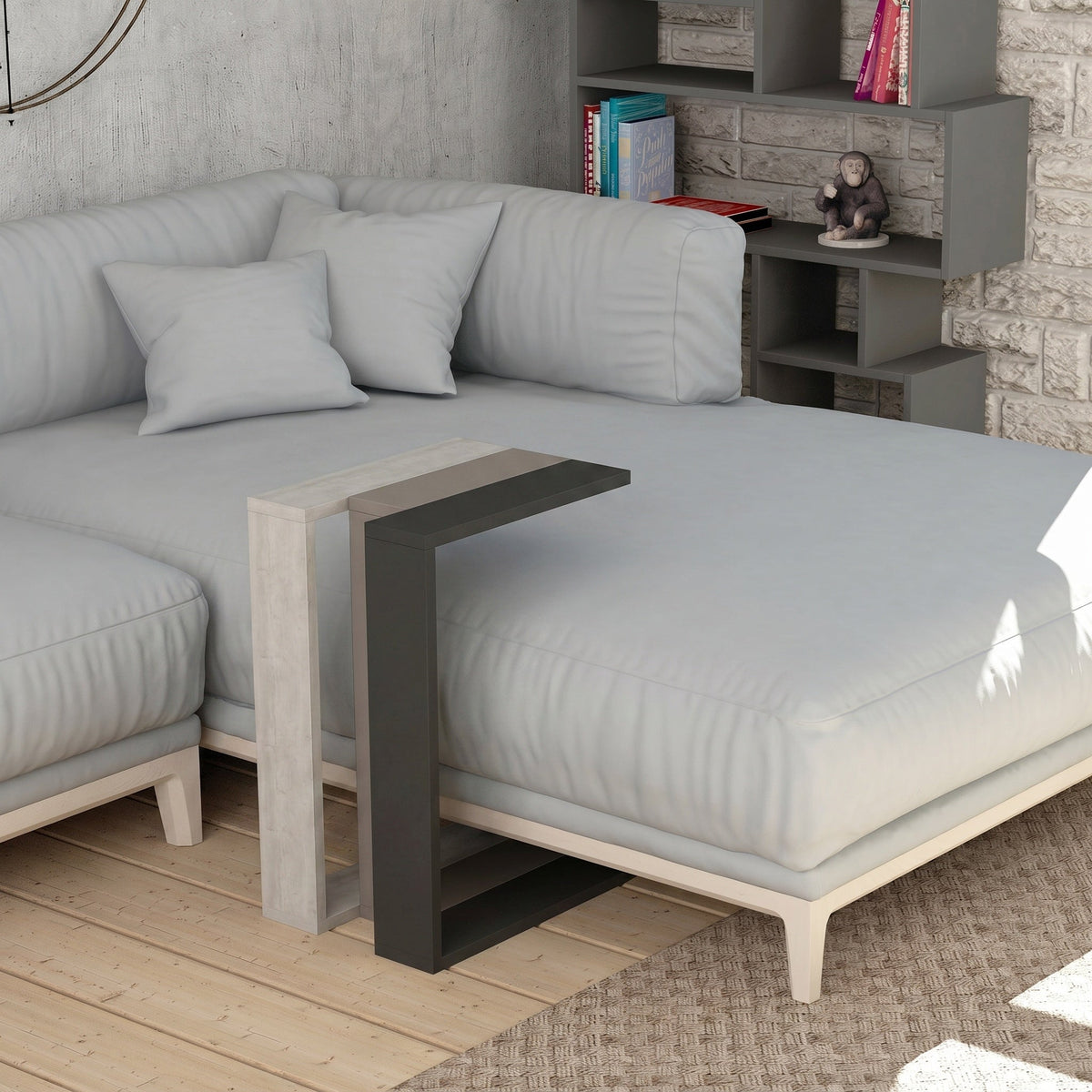 Decortieliving - Muju Modern C Shape Table Multipurpose H 57cm