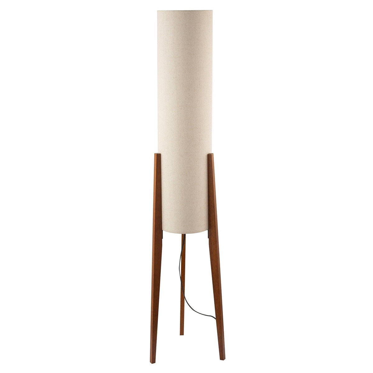 Decortieliving - Tripod Floor Lamp 130cm | Natural Linen Shade, Dark Wood Legs
