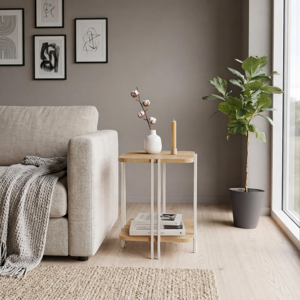 Decortieliving - Notus 2-Tier Side Table with Shelf