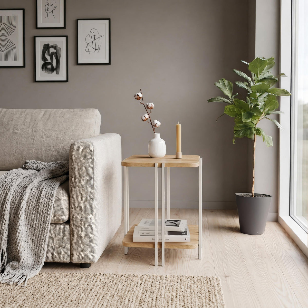 Decortieliving - Notus 2-Tier Side Table with Shelf