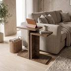 Decortieliving - Nero C-Shaped 2-Part Side Table Set
