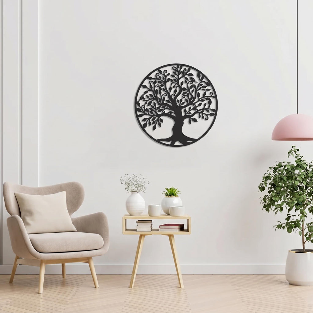 Decortieliving - Metal Wall Art- Tree with Birds 45cm