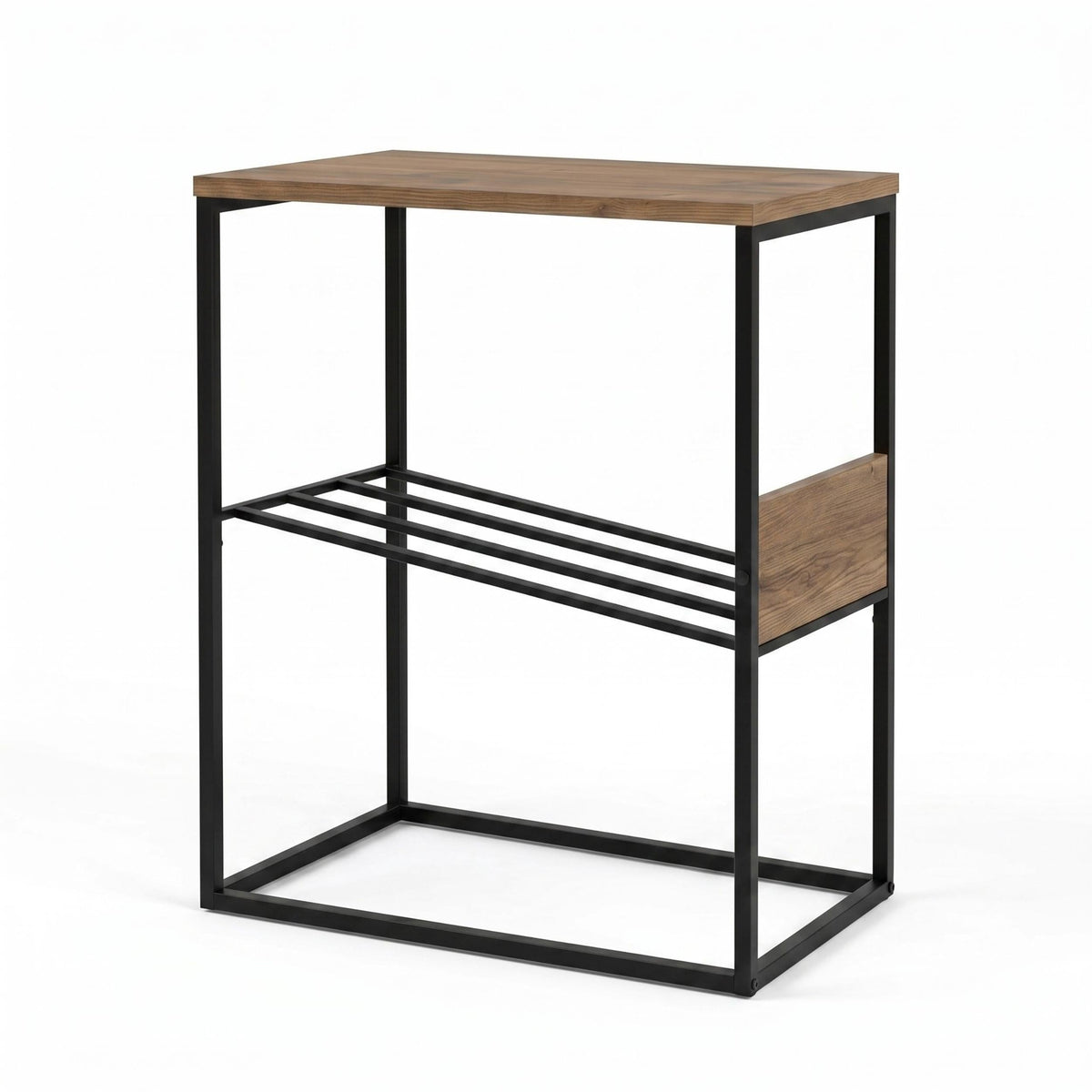 Decortieliving - Tenol Modern Side Table with Metal Angled Shelf