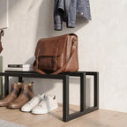 Decortieliving - Roya Hall Set Shoe Rack, 5 Metal Hook Wall Rail Black 72 x 30 x 50.2 cm