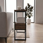 Decortieliving - Tenol Modern Side Table with Metal Angled Shelf