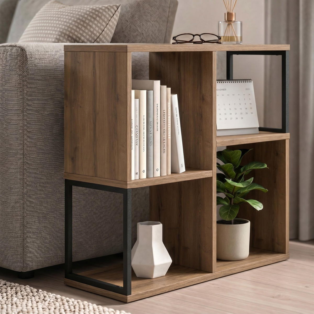 Decortieliving - Bolton Mini Bookcase with Open Shelves