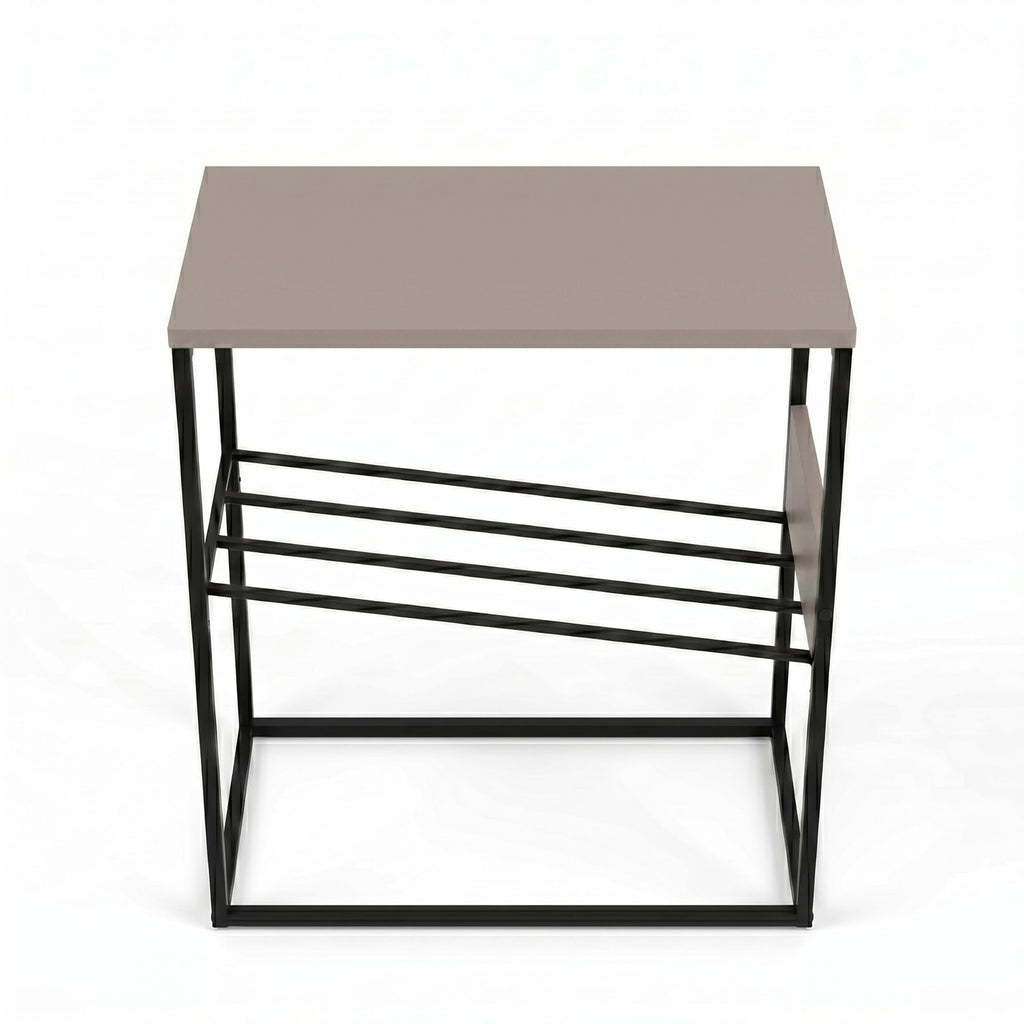 Decortieliving - Tenol Modern Side Table with Metal Angled Shelf