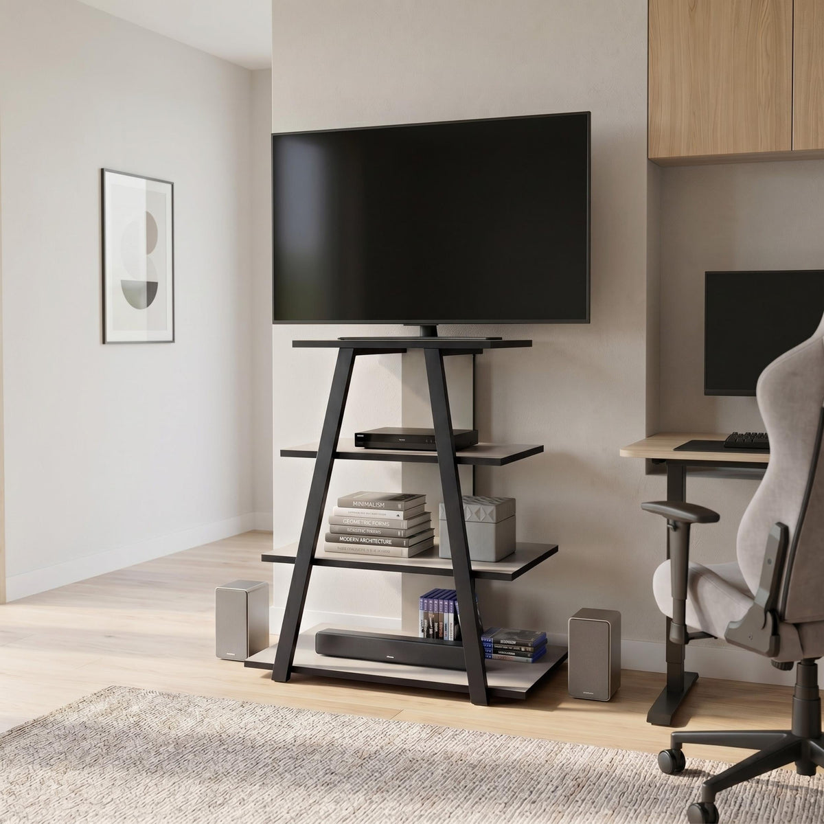 Decortieliving - Lyno Angled Mini TV Entertainment Unit with Open Shelves