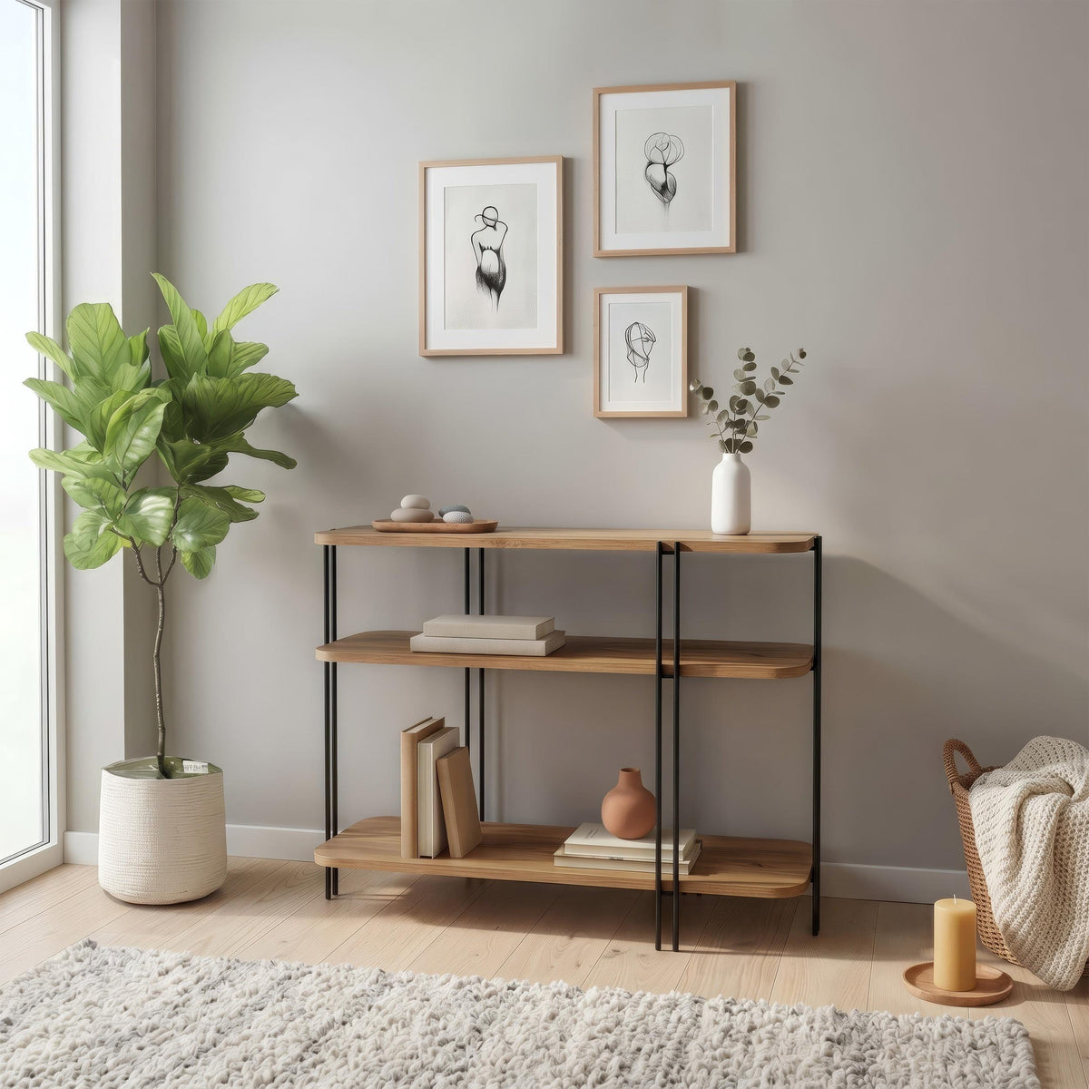 Decortieliving - Notus Console Table with Shelves