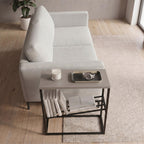 Decortieliving - Tenol Modern Side Table with Metal Angled Shelf
