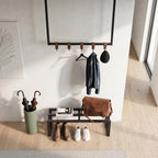 Decortieliving - Roya Hall Set Shoe Rack, 5 Metal Hook Wall Rail Black 72 x 30 x 50.2 cm