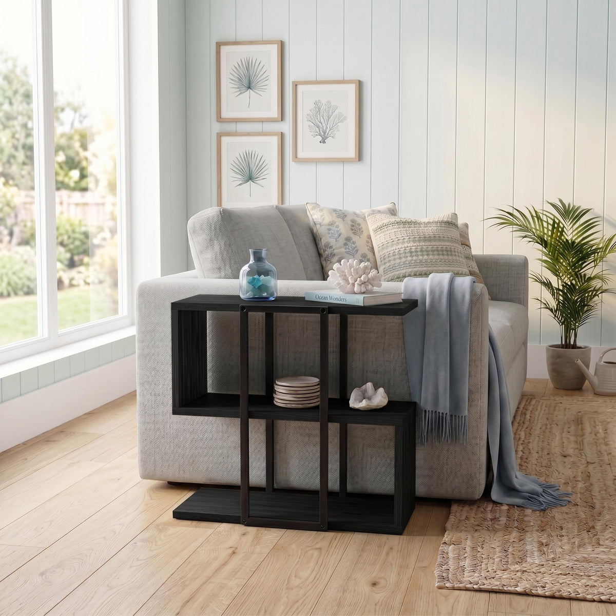 Decortieliving - Homia Stepped Side Table with Open Shelves – Living Room End Table