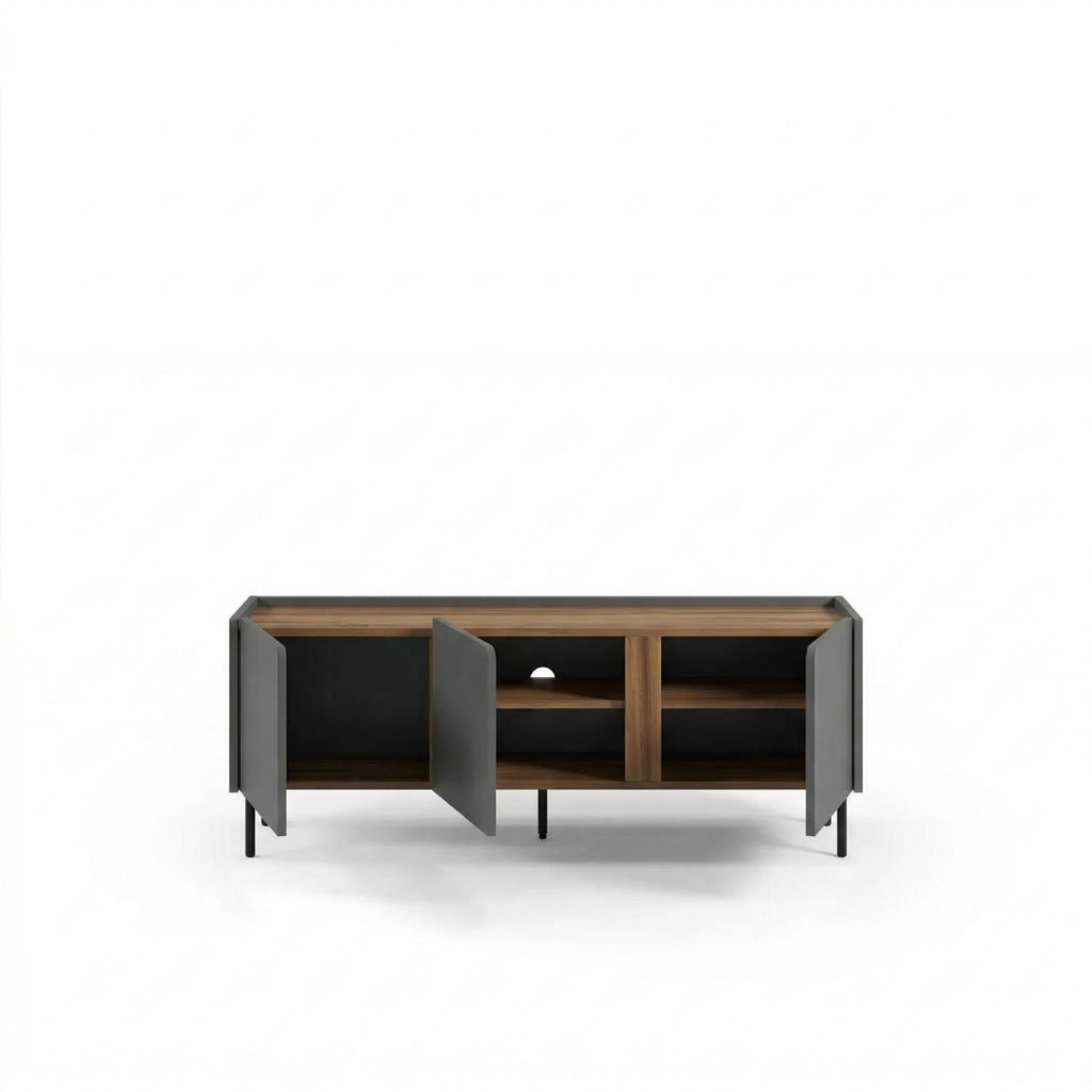 Decortieliving - Norm TV Unit 3 Doors Natural Oak-Sandstone 140 cm