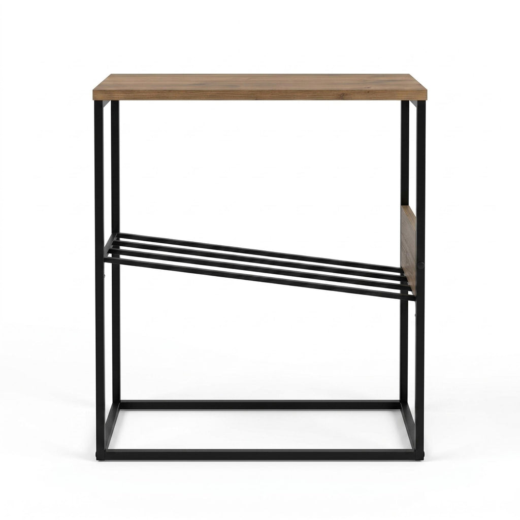 Decortieliving - Tenol Modern Side Table with Metal Angled Shelf