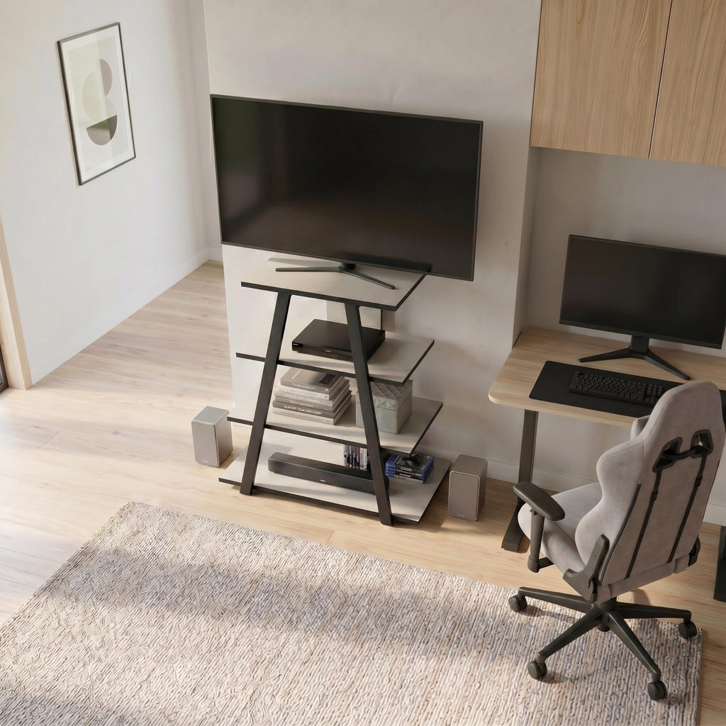Decortieliving - Lyno Angled Mini TV Entertainment Unit with Open Shelves