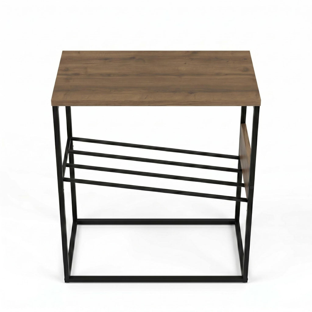 Decortieliving - Tenol Modern Side Table with Metal Angled Shelf