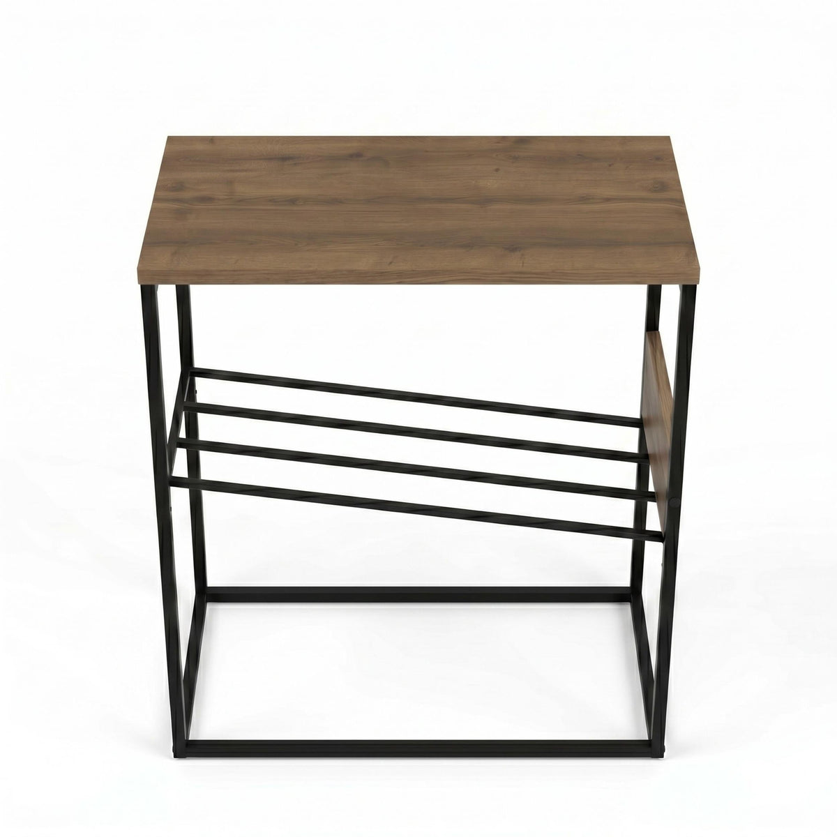 Decortieliving - Tenol Modern Side Table with Metal Angled Shelf