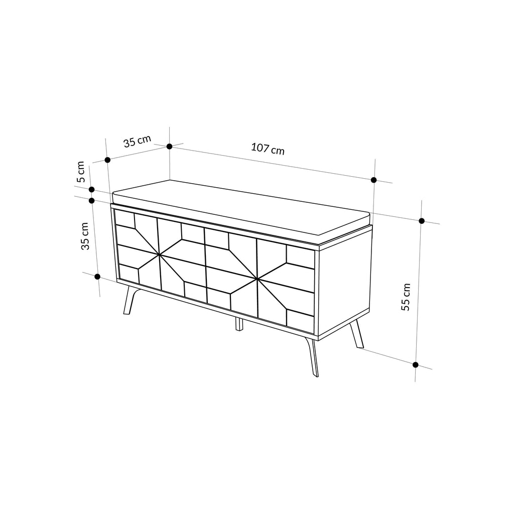 Decortieliving - Dune Shoe Storage Bench – Modern Hallway Bench with Storage