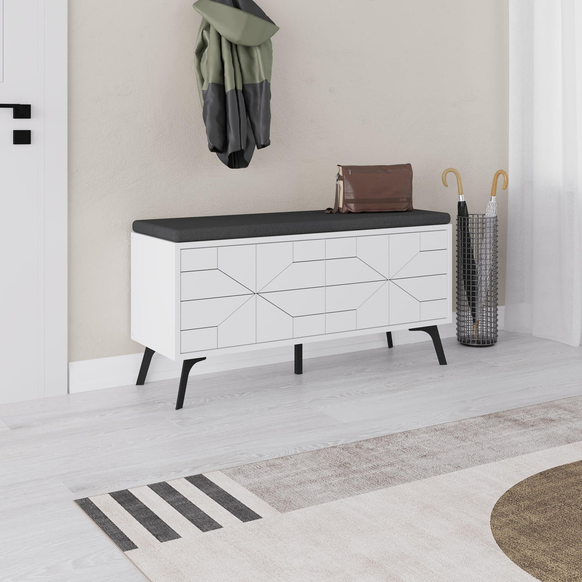Decortieliving - Dune Shoe Storage Bench – Modern Hallway Bench with Storage