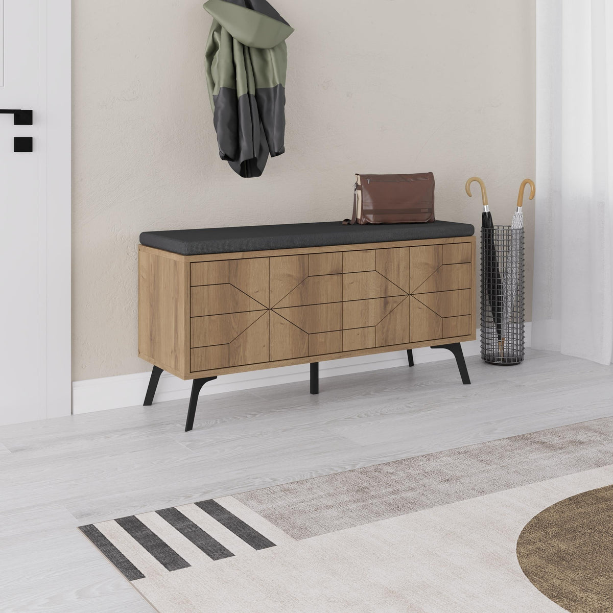 Decortieliving - Dune Shoe Storage Bench – Modern Hallway Bench with Storage
