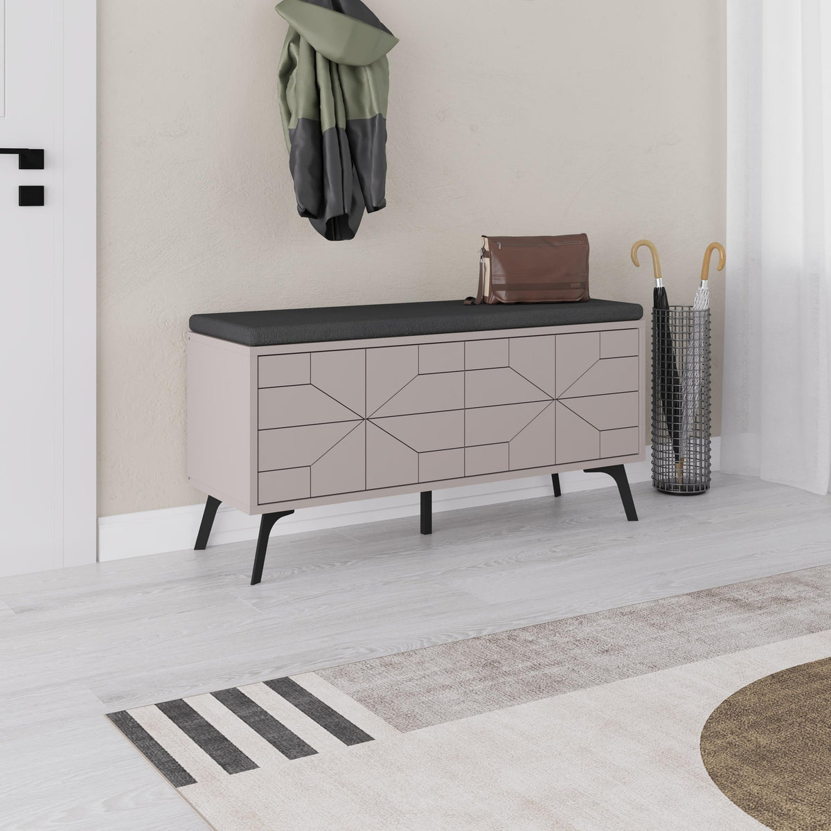 Decortieliving - Dune Shoe Storage Bench – Modern Hallway Bench with Storage