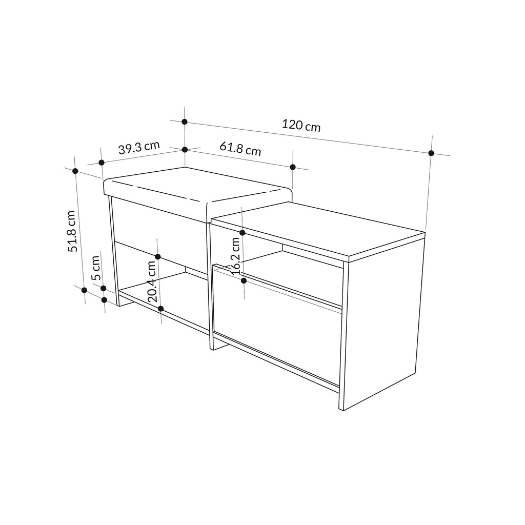 Decortieliving - Filux Shoe Bench – Modern Hallway Bench with Storage