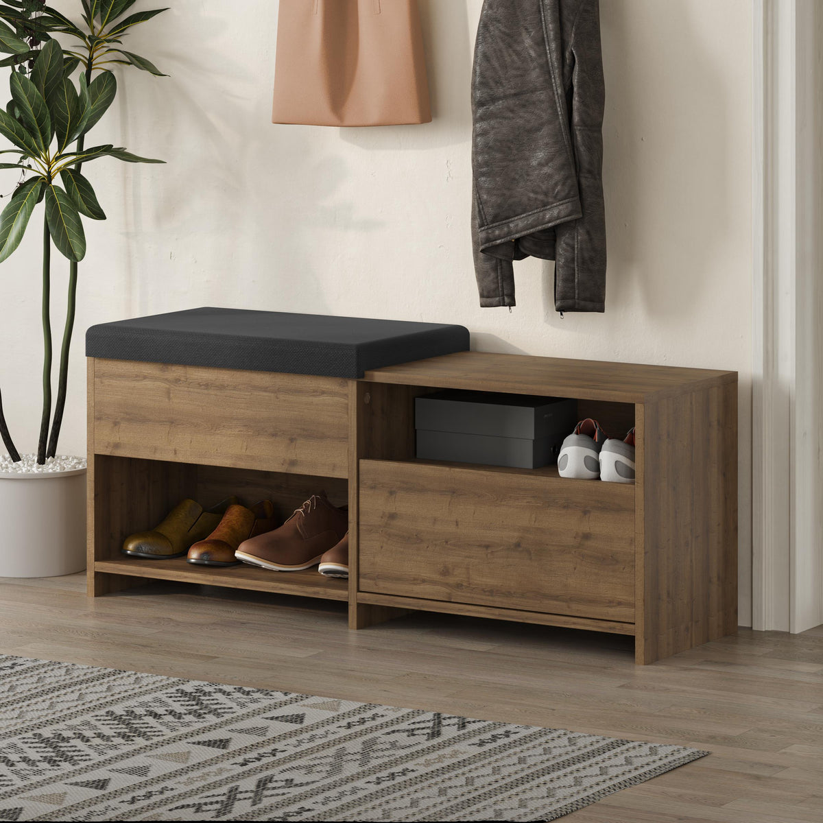 Decortieliving - Filux Shoe Bench – Modern Hallway Bench with Storage