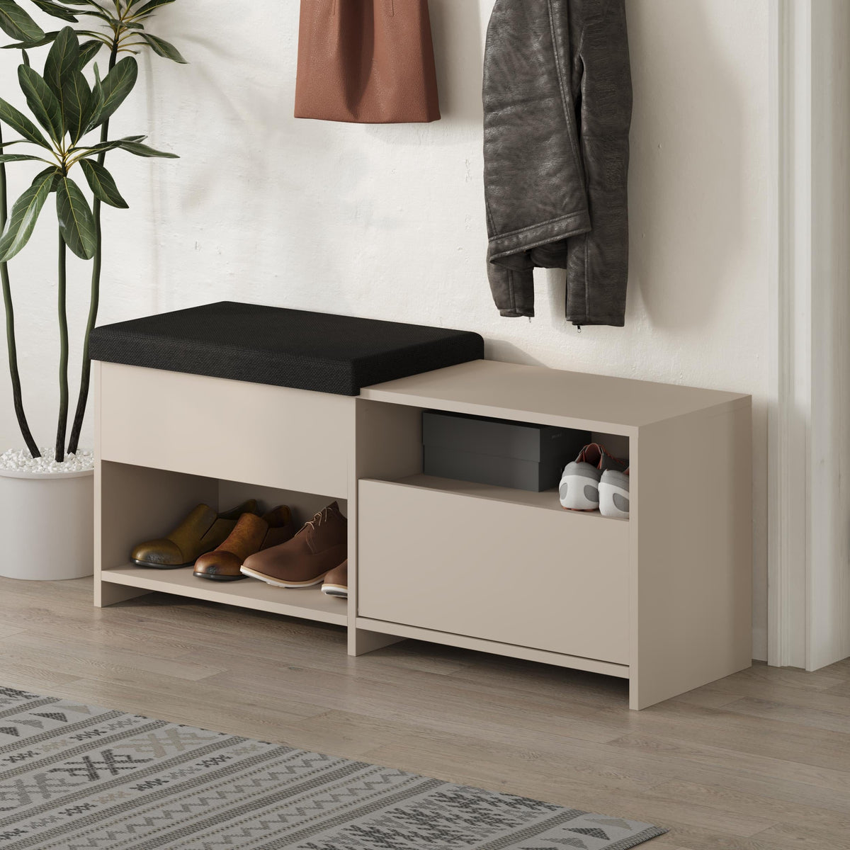 Decortieliving - Filux Shoe Bench – Modern Hallway Bench with Storage