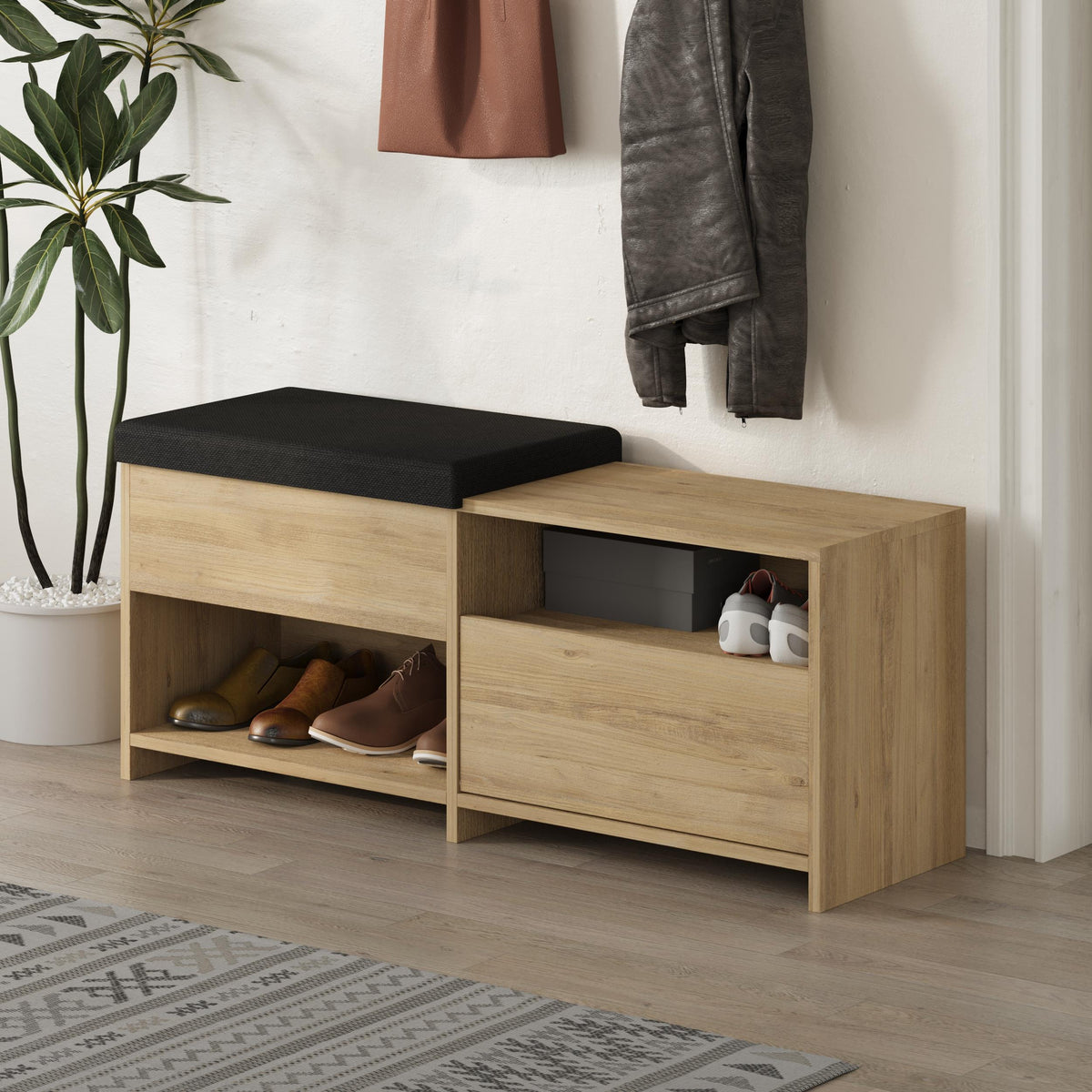 Decortieliving - Filux Shoe Bench – Modern Hallway Bench with Storage