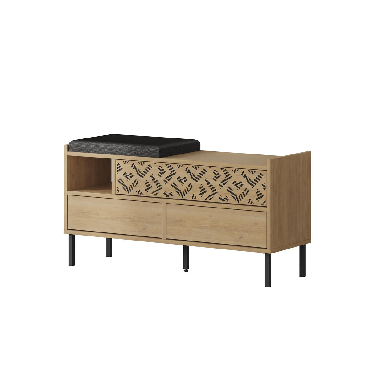 Decortieliving - Heaton Modern Shoe Storage Bench – 3 Door Hallway Shoe Cabinet Seat