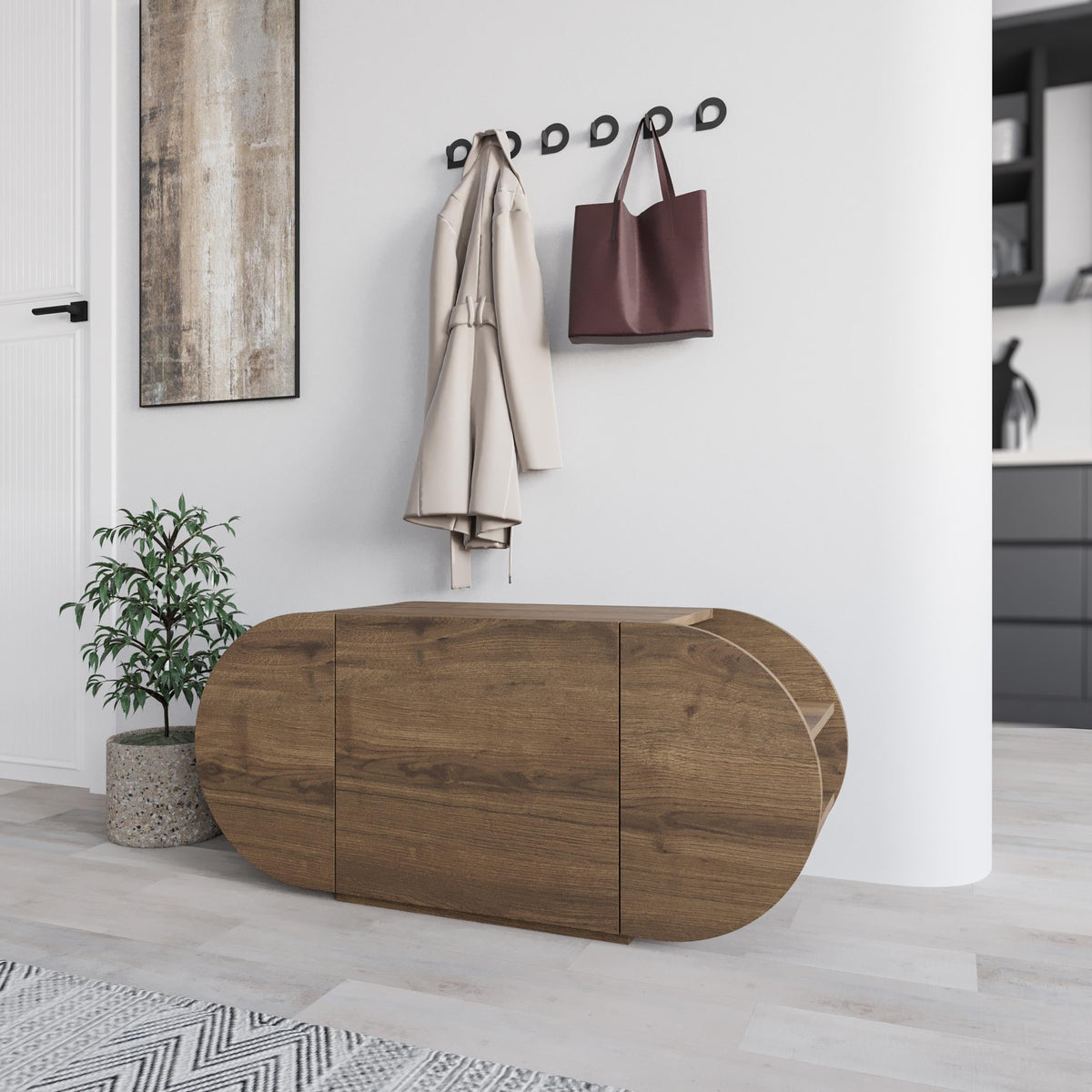 Decortieliving - Pozy Shoe Storage Bench – Modern Hallway Bench with Cabinet