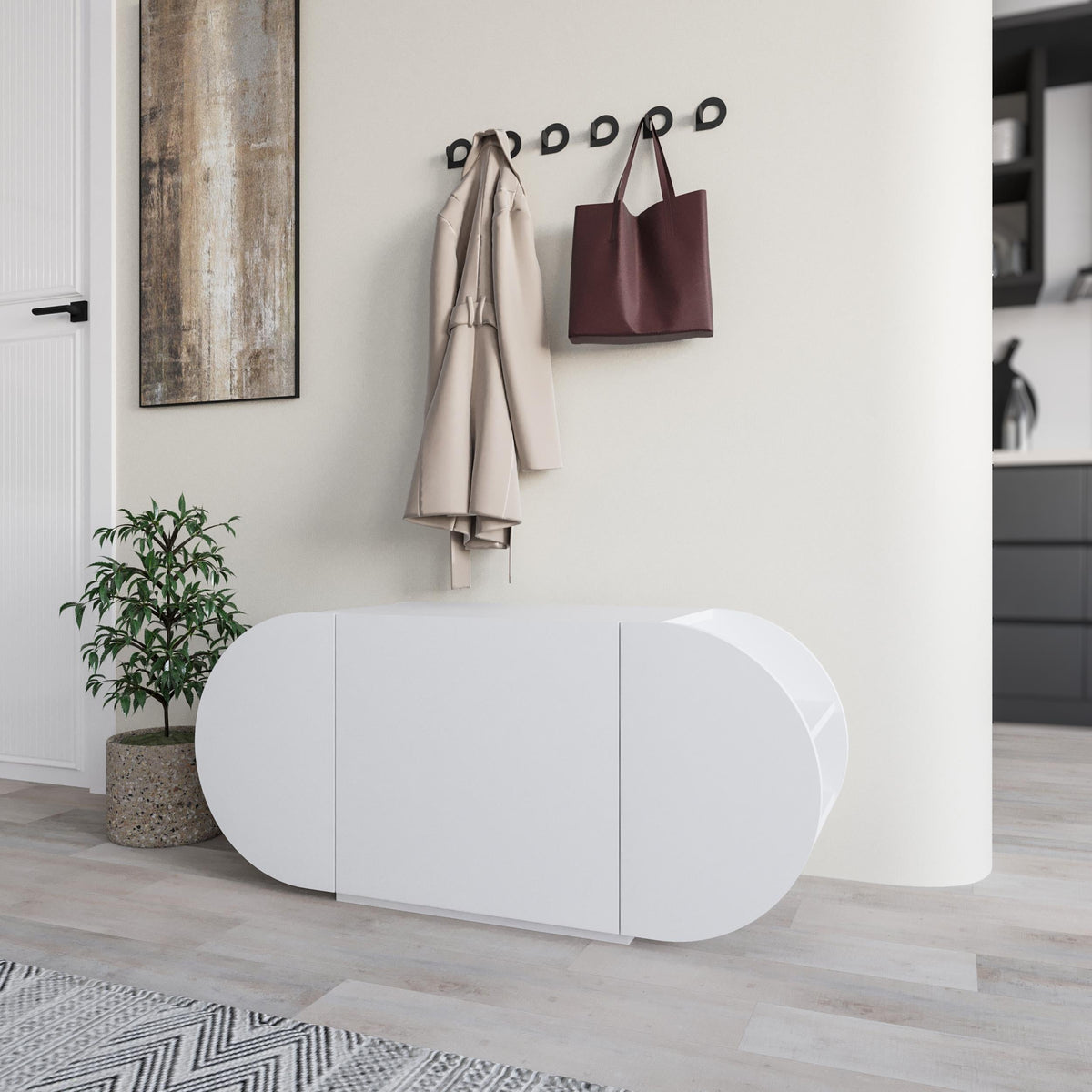 Decortieliving - Pozy Shoe Storage Bench – Modern Hallway Bench with Cabinet