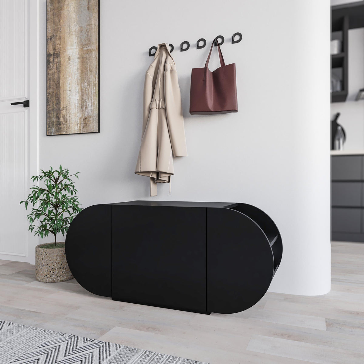 Decortieliving - Pozy Shoe Storage Bench – Modern Hallway Bench with Cabinet