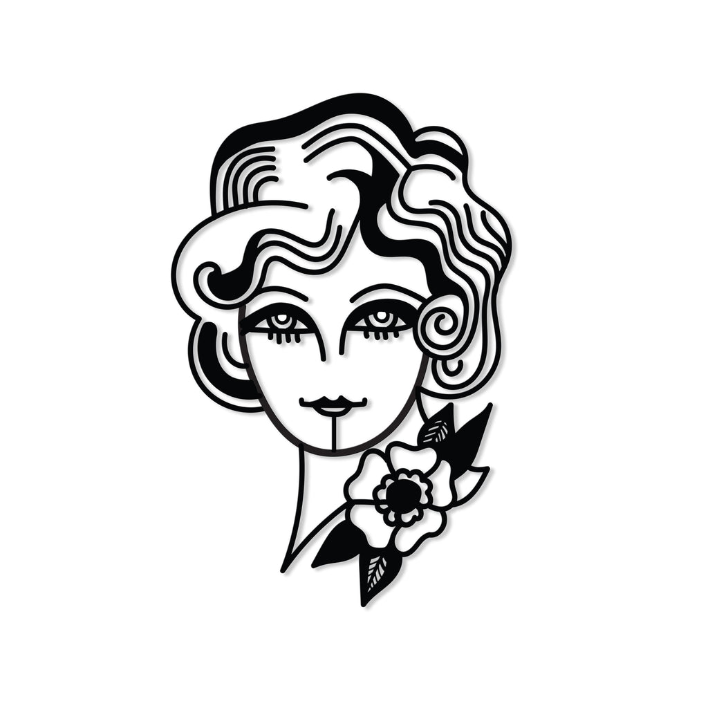 Decortieliving - Metal Wall Art-no:43 Woman In Flowers