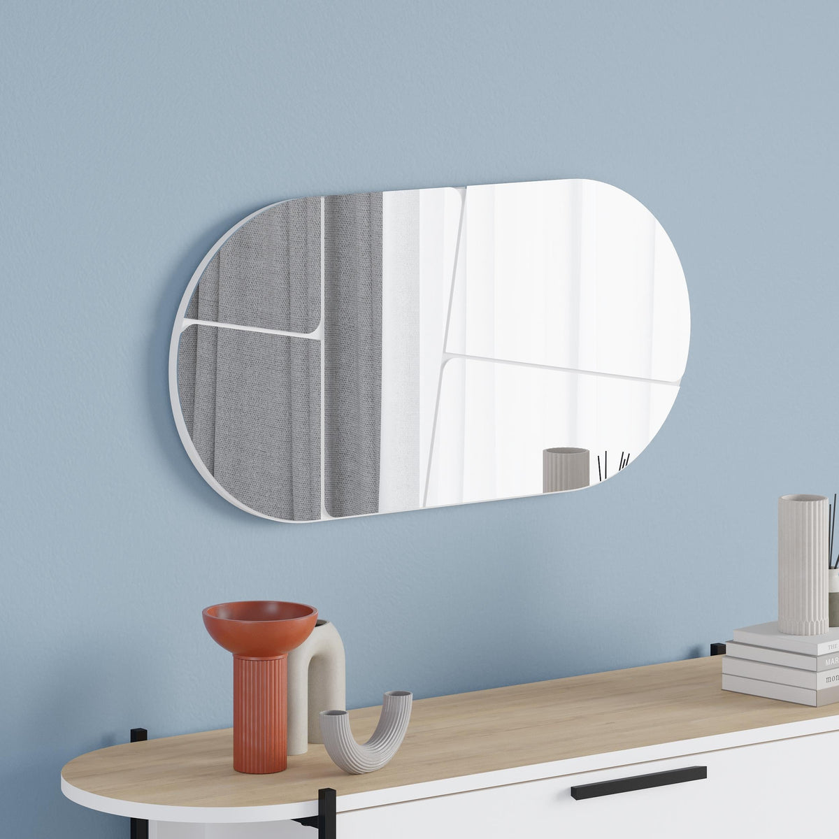 Decortieliving - Otis White Rounded Wall Mirror
