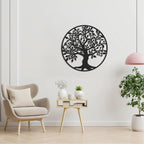 Decortieliving - Metal Wall Art- Tree with Birds 75cm