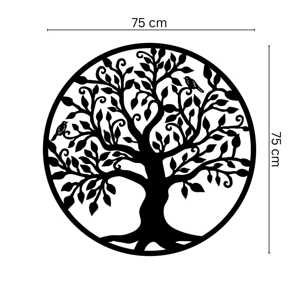 Decortieliving - Metal Wall Art- Tree with Birds 75cm