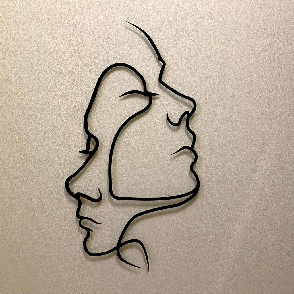 Decortieliving - Metal Wall Art-Two Face 75x42 Cm