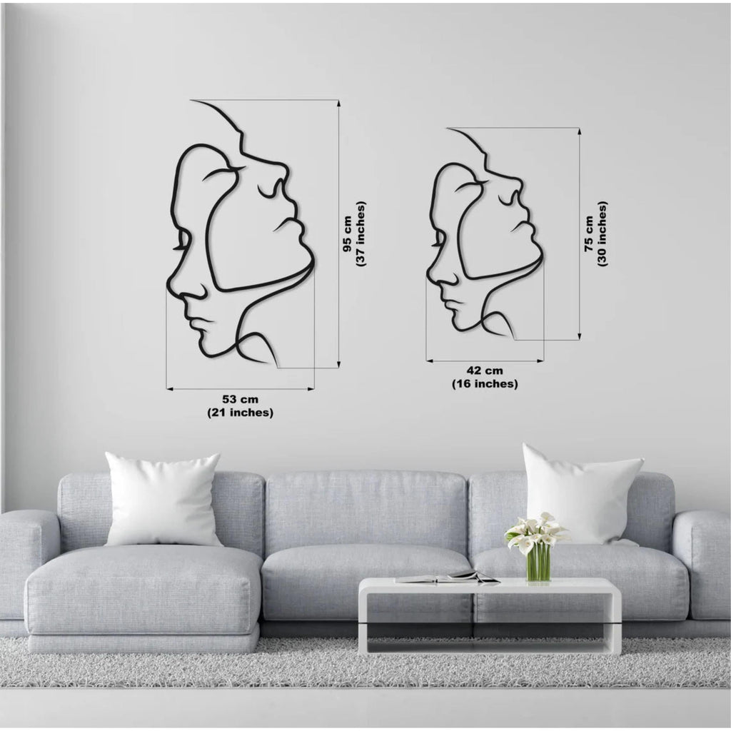 Decortieliving - Metal Wall Art-Two Face 75x42 Cm