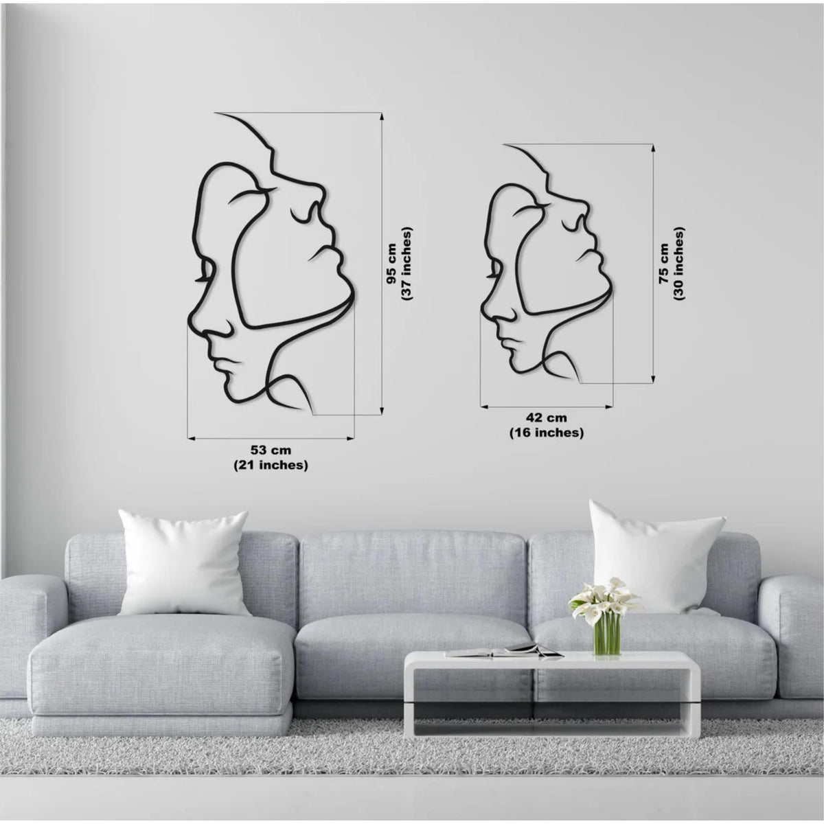 Decortieliving - Metal Wall Art-Two Face 75x42 Cm