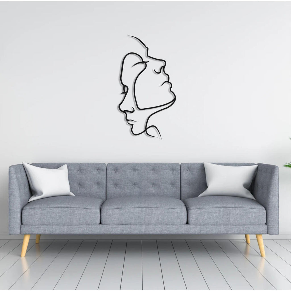 Decortieliving - Metal Wall Art-Two Face 75x42 Cm