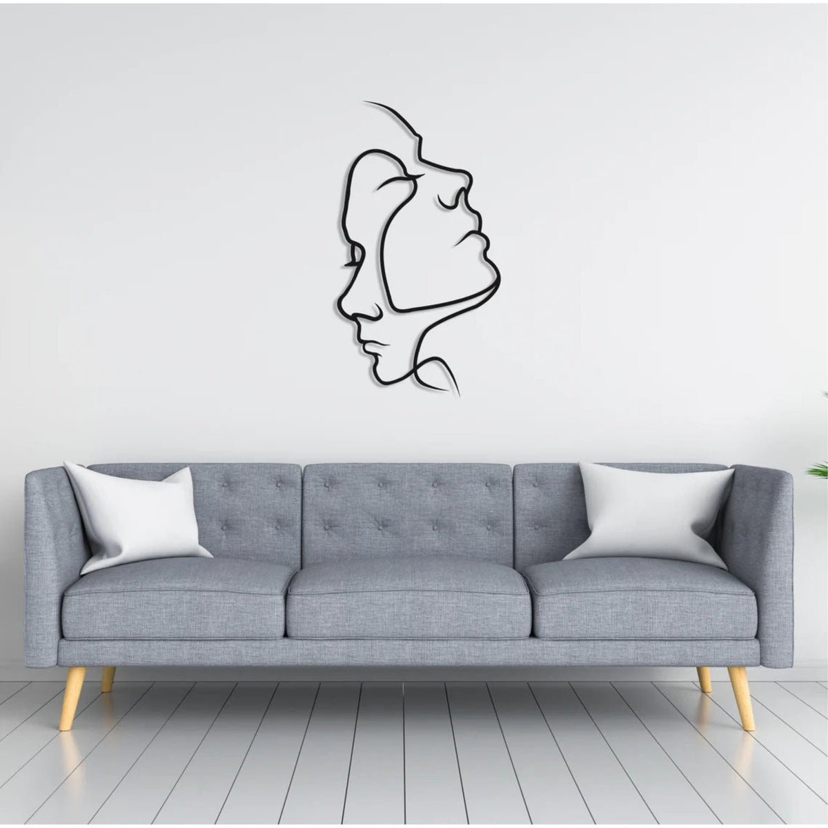 Decortieliving - Metal Wall Art-Two Face 75x42 Cm