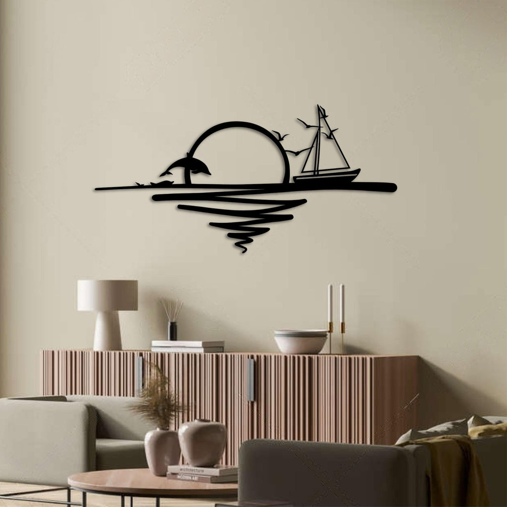 Decortieliving - Metal Wall Art - Rising Sun 75x37 Cm