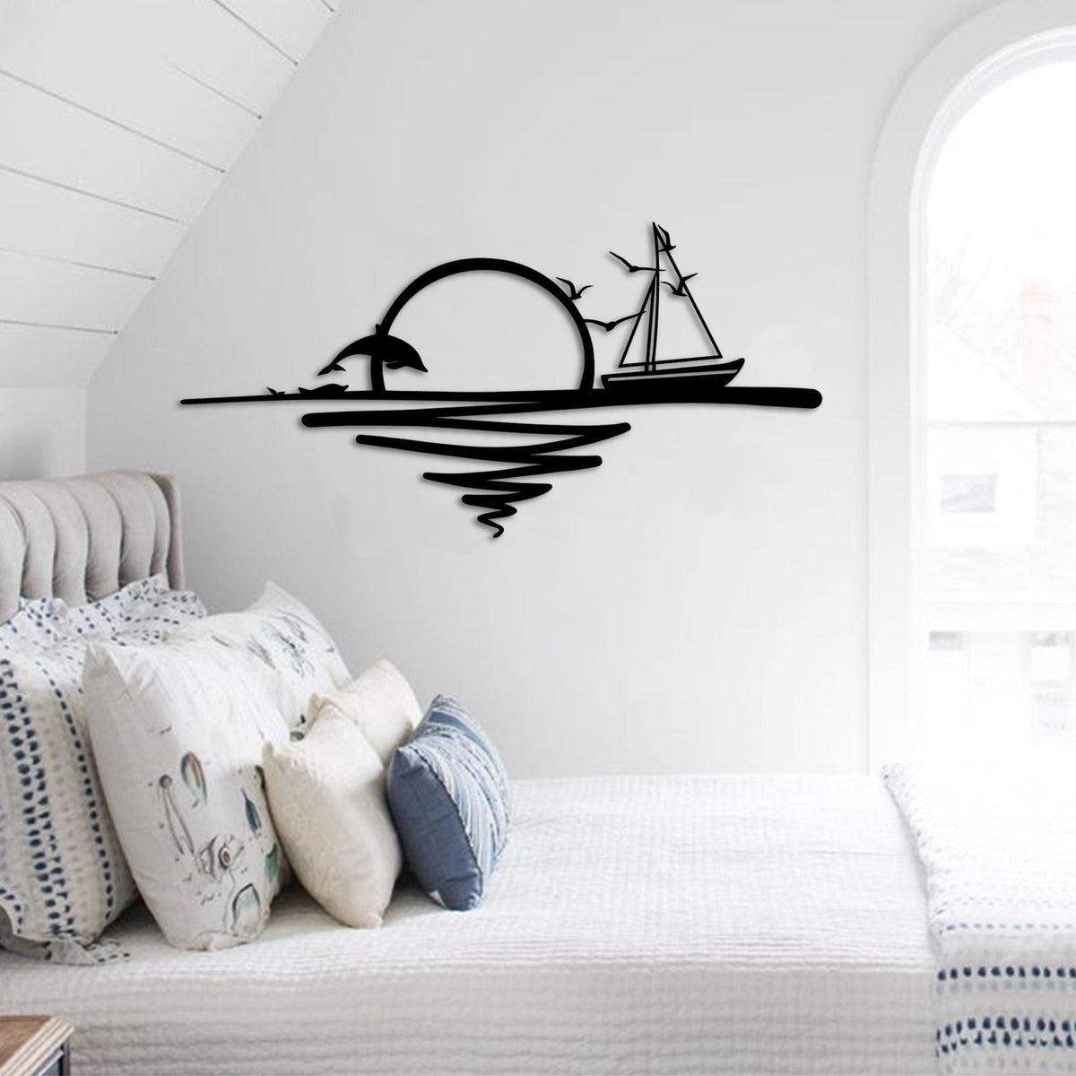 Decortieliving - Metal Wall Art - Rising Sun 75x37 Cm