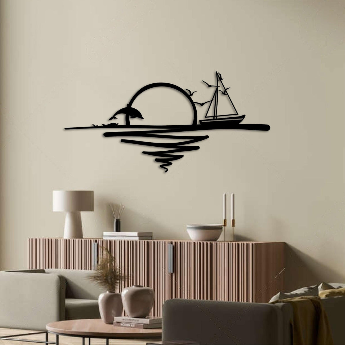 Decortieliving - Metal Wall Art - Rising Sun 90x44 cm