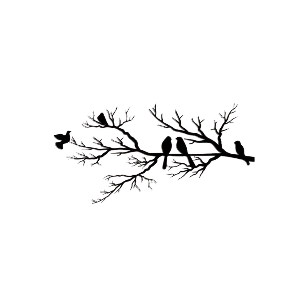 Decortieliving - Metal Wall Art - Birds on the Branch 60x30 Cm