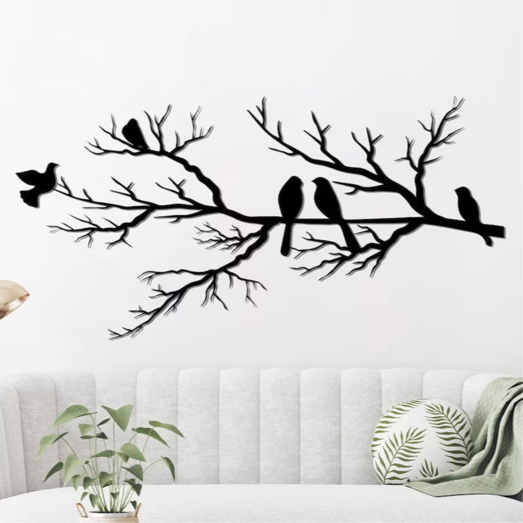 Decortieliving - Metal Wall Art - Birds on the Branch 75x37cm