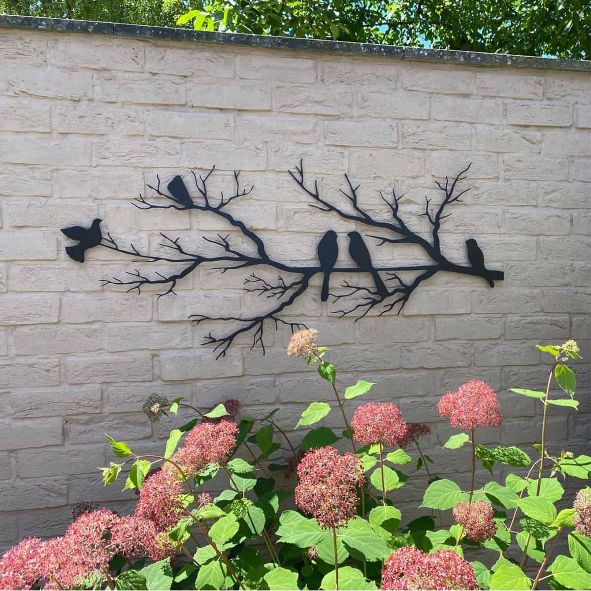 Decortieliving - Metal Wall Art - Birds on the Branch 75x37cm