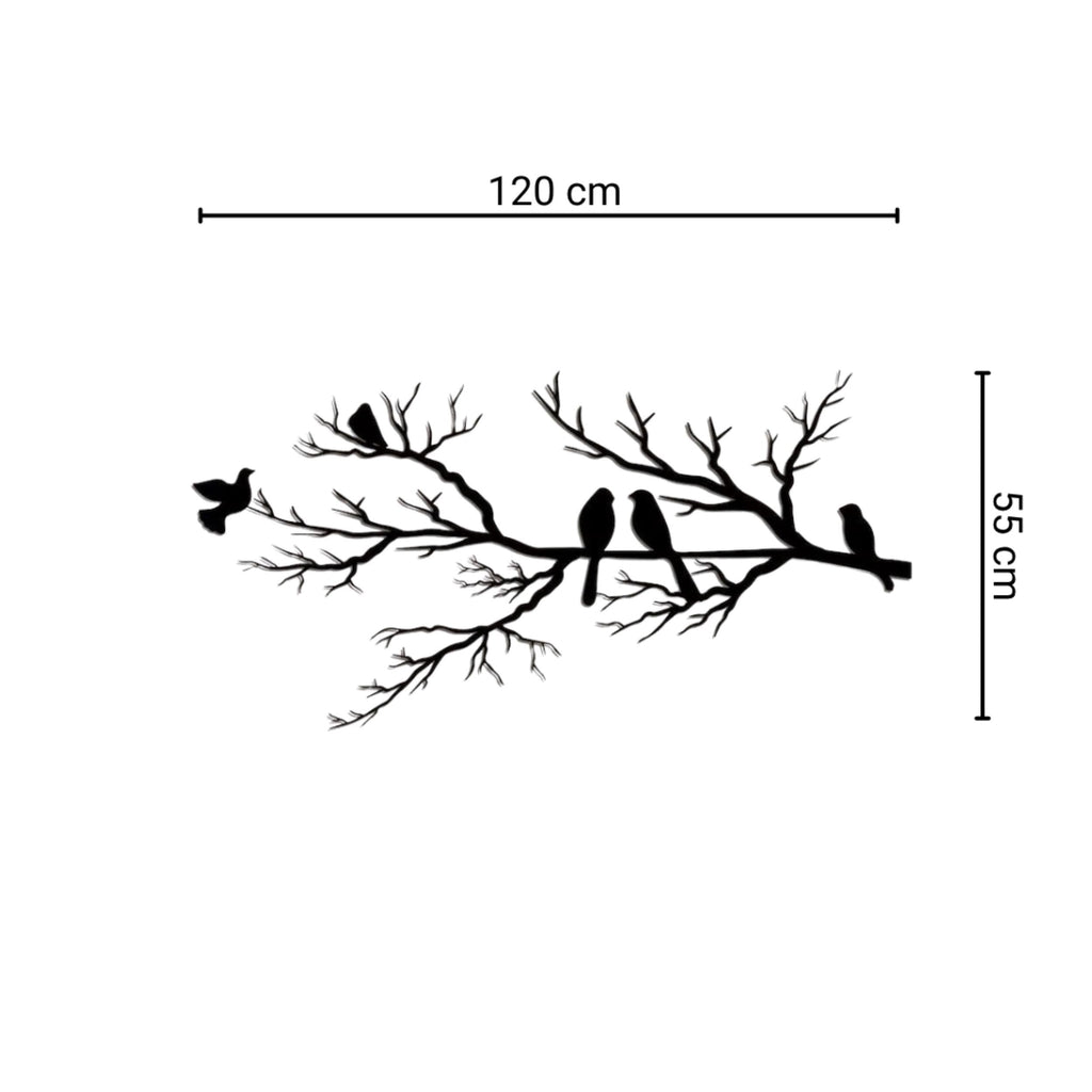 Decortieliving - Metal Wall Art - Birds on the Branch 120x55 Cm