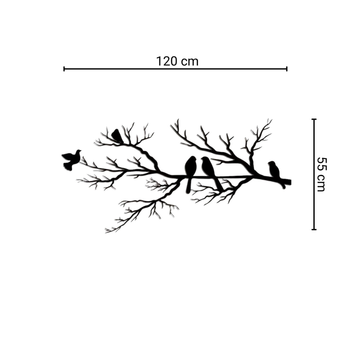 Decortieliving - Metal Wall Art - Birds on the Branch 120x55 Cm
